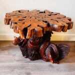 Unique Hand Carved Wood Table, Interior Design, home decor, eagles and snakes - Image 5