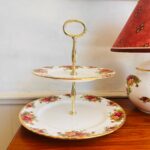 Original Royal Albert Old Country Roses Double Tier with Handle, Cake Stand, Made in England - Image 3