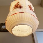 Vintage Pair of Pendant Opaline White Glass Light Lamps Art Deco Ceiling Lamps - Image 7