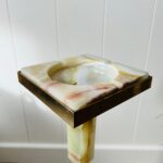 Brass and Marble Floor Ashtray – Mid Century Standing Cigarette Holder, Hollywood Regency Style - Image 5
