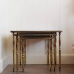 Mid Century Brass Nesting Tables, 3 Nesting Tables Brass 60s/70s Hollywood Regency, Coffee Side Tables - Image 4
