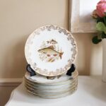 Limoges Fish Plates Set of 12 – French Porcelain Dinnerware with Hand-Painted Detail - Image 3