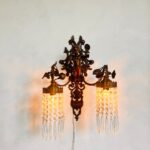 Unique French cherub/putti wall sconce 2 arms, crystals lampshade, Pendant light, Home lighting, Hanging lamp, Interior design - Image 2