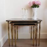 Mid Century Brass Nesting Tables, 3 Nesting Tables Brass 60s/70s Hollywood Regency, Coffee Side Tables - Image 2