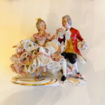 Dresden lace porcelain figurine Victorian man and woman - Image 3