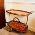 Chic Hollywood Regency Vintage Bar Cart with Italian Marquetry Inlay and Uniq Design - Image 3