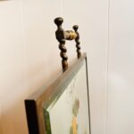 Victorian Brass Fireplace Screen with Beveled Mirror and Hand Painted Floral Motif - Image 4