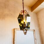 French Etched Glass Lantern – Art Deco Hanging Ceiling Light - Image 4