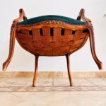 French Tapestry Armchair with Roses – Carved Wood Frame, Shabby Cottage Accent - Image 8