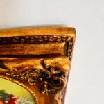 Vintage Hand-Painted Still Life: Convex Wood Wall Art in Ornate Gold Frame - Image 6
