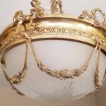 French Art Deco Chandelier: Vianne Frosted Pink Glass, 1930s Lighting - Image 7