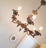Marble and Brass Chandelier – Romantic 6-Arm Lighting, French Revival Style - Image 3