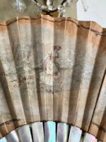Victorian Hand-Painted Fan – Antique 1900s Decorative Lace and Wood Folding Fan - Image 2