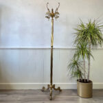 Italian Column Style Brass Standing Coat Rack, Hall Tree, Entryway Stand Rack