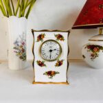 Original Royal Old Country Roses, Quartz Clock, Bone China Porcelain, Made in England