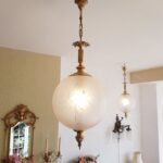 Art Nouveau Frosted Glass Lamps Mid-Century Globe Set Sculptural Table Lighting - Image 2