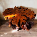 Unique Hand Carved Wood Table, Interior Design, home decor, eagles and snakes - Image 2