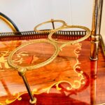 Chic Hollywood Regency Vintage Bar Cart with Italian Marquetry Inlay and Uniq Design - Image 7
