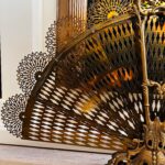 French Brass Fan Fireplace Screen – Ornate Foldable Guard, 20th Century Rococo Style - Image 6
