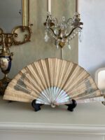 Victorian Hand-Painted Fan – Antique 1900s Decorative Lace and Wood Folding Fan - Image 4