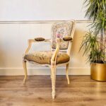 French Louis XV Style Armchair – Gold Gilt Details, Tapestry Upholstery, Circa 1920 - Image 2