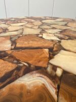 Hollywood Regency Marble Side Table – Round Onyx Look Accent Table - Image 8