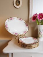 Queen Anne Summer Rose Porcelain Table Set – Vintage English Floral Gold Gilded China - Image 4