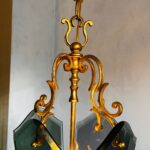 French Etched Glass Lantern – Art Deco Hanging Ceiling Light - Image 8