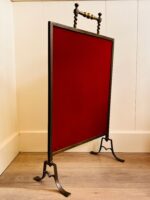 Victorian Brass Fireplace Screen with Beveled Mirror and Hand Painted Floral Motif - Image 10