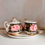 Provincial Flowers Alberta Rose milk sugar tray, England porcelain 1975 LTD - Image 6