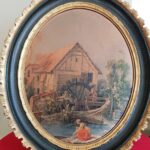 Italian Big Oval Picture, Lovely Art Print on Messing, Romantic Scene, Landscape, Italy Art Print, Wall Picture, Interior Design - Image 7