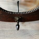 Old Dutch wall hanger, coat rack with beveled mirror - Image 7