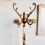 Italian Marble Hall Tree – Tall Brass Coat Rack, Mid-Century Hollywood Regency - Image 2