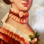 Framed Portrait of Woman with Roses – Gilded Wood Vintage Wall Art - Image 4