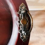 Hand Carved Mahogany Display Cabinet – Oval Tray Top Tea Table, Vintage Accent - Image 9