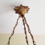 French Brass Chandelier with Satin Vianne Shades – 6-Light Ruffled Glass Light Fixture - Image 7