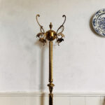 Vintage Brass Column Twisted Style Hanger Hollywood Regency Standing Coat Rack