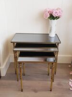 Mid Century Brass Nesting Tables, 3 Nesting Tables Brass 60s/70s Hollywood Regency, Coffee Side Tables - Image 3