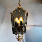 French Etched Glass Lantern – Art Deco Hanging Ceiling Light - Image 6