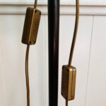 Vintage art deco stand lamp, floor lamp, brass lamp, 2 milk glass lampshades with fringes, 70s vintage lamps - Image 7