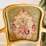 Antique Queen Anne style armchair tapestry with roses - Image 3