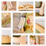 Antique Queen Anne style armchair tapestry with roses - Image 10