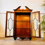 Georgian Style English Wood Display Cabinet with Glass Doors and Key - Image 4