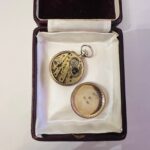 Victorian Ladies Pocket Watch – Blue Enamel, Gold Stars, Silver Case with Pearls - Image 4