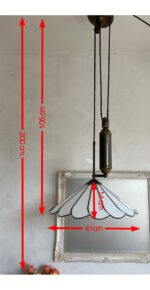 70s Pull Down Pendant Light – Art Deco Style with Pleated Plexiglass Shade - Image 9