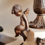 Old cherubs lamp, marble/granite and bronze, column lamp, home lighting - Image 5