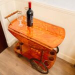 Gold Folding Bar Cart – Hollywood Regency Trolley, Mid-Century Drinks Cart on Wheels - Image 3