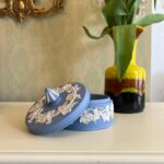 Wedgwood Jasperware Blue Trinket Box with Lid – Classic Cameo Relief, 4.7" Wide