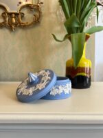 Wedgwood Jasperware Blue Trinket Box with Lid – Classic Cameo Relief, 4.7" Wide
