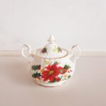 Royal Albert Poinsettia Creamer and Sugar Bowl – Holiday Bone China Set - Image 2